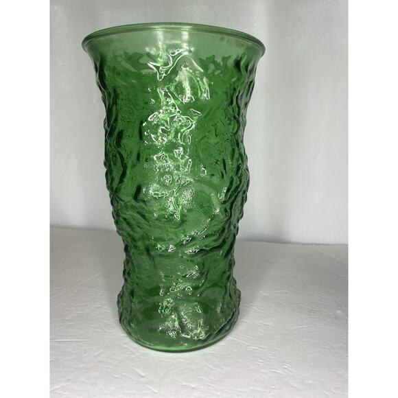 Oversized Green Crinkle Glass Vase vtg Large 11 inches Wavy Texture EO Brody HTF - Picture 7 of 16